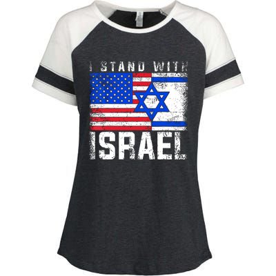 I Stand With Israel Enza Ladies Jersey Colorblock Tee