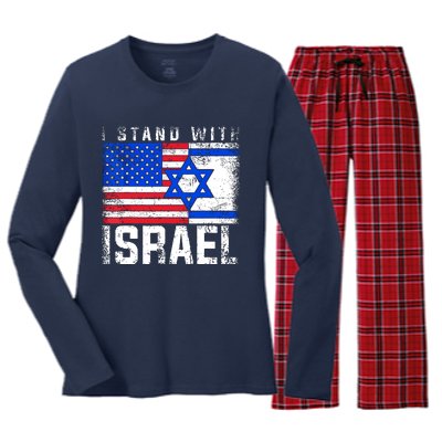 I Stand With Israel Women's Long Sleeve Flannel Pajama Set 