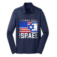 I Stand With Israel Silk Touch Performance Long Sleeve Polo