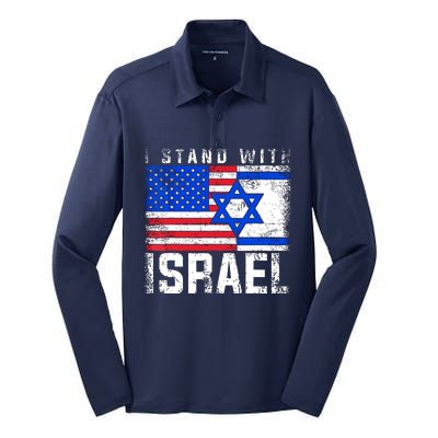 I Stand With Israel Silk Touch Performance Long Sleeve Polo