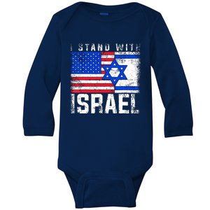 I Stand With Israel Baby Long Sleeve Bodysuit