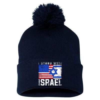 I Stand With Israel Pom Pom 12in Knit Beanie