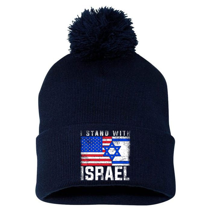 I Stand With Israel Pom Pom 12in Knit Beanie