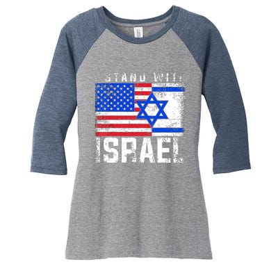 I Stand With Israel Women's Tri-Blend 3/4-Sleeve Raglan Shirt