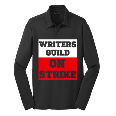 I Stand With Writers Guild On Strike Wga Strike Silk Touch Performance Long Sleeve Polo