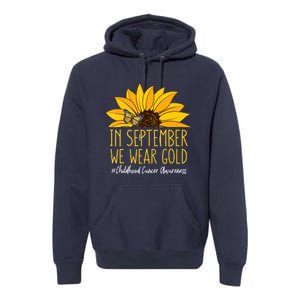 In September Wear Gold Childhood Cancer Awareness Sunflower Premium Hoodie