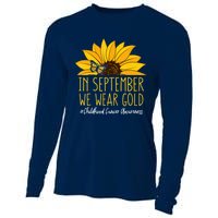 In September Wear Gold Childhood Cancer Awareness Sunflower Cooling Performance Long Sleeve Crew