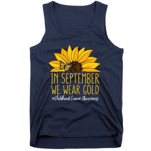 In September Wear Gold Childhood Cancer Awareness Sunflower Tank Top