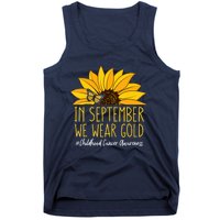 In September Wear Gold Childhood Cancer Awareness Sunflower Tank Top