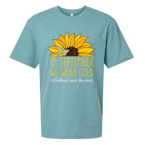 In September Wear Gold Childhood Cancer Awareness Sunflower Sueded Cloud Jersey T-Shirt