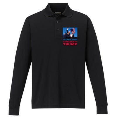 I Stand With President Trump After The Shooting At His Rally Pa Performance Long Sleeve Polo