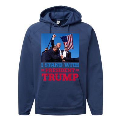 I Stand With President Trump After The Shooting At His Rally Pa Performance Fleece Hoodie