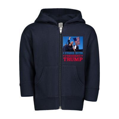 I Stand With President Trump After The Shooting At His Rally Pa Toddler Zip Fleece Hoodie