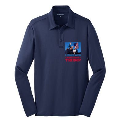 I Stand With President Trump After The Shooting At His Rally Pa Silk Touch Performance Long Sleeve Polo