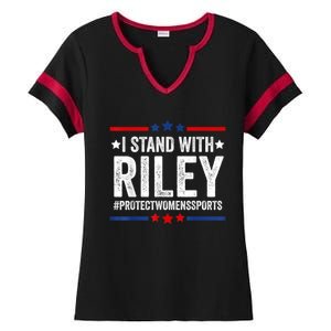 I Stand With Riley Gaines #ProtectWomensSports Ladies Halftime Notch Neck Tee