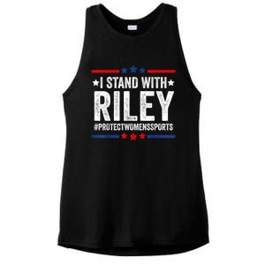 I Stand With Riley Gaines #ProtectWomensSports Ladies PosiCharge Tri-Blend Wicking Tank