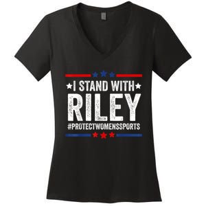 I Stand With Riley Gaines #ProtectWomensSports Women's V-Neck T-Shirt