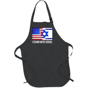 I Stand With Israel Patriotic Usa And Israel Flag Full-Length Apron With Pockets