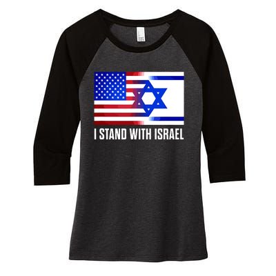 I Stand With Israel Patriotic Usa And Israel Flag Women's Tri-Blend 3/4-Sleeve Raglan Shirt