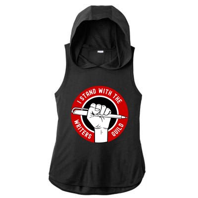 I Stand With Writers Guild On Strike Wga Strike Ladies PosiCharge Tri-Blend Wicking Draft Hoodie Tank