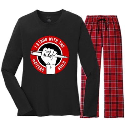 I Stand With Writers Guild On Strike Wga Strike Women's Long Sleeve Flannel Pajama Set 