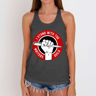 I Stand With Writers Guild On Strike Wga Strike Women's Knotted Racerback Tank