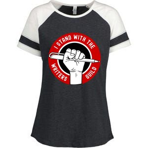 I Stand With Writers Guild On Strike Wga Strike Enza Ladies Jersey Colorblock Tee