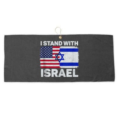 I Stand with Israel USA American Flag with Israel Flag Large Microfiber Waffle Golf Towel