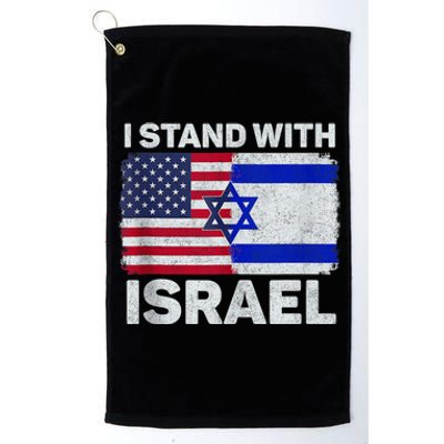 I Stand with Israel USA American Flag with Israel Flag Platinum Collection Golf Towel