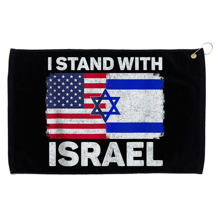 I Stand with Israel USA American Flag with Israel Flag Grommeted Golf Towel