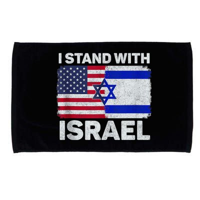 I Stand with Israel USA American Flag with Israel Flag Microfiber Hand Towel