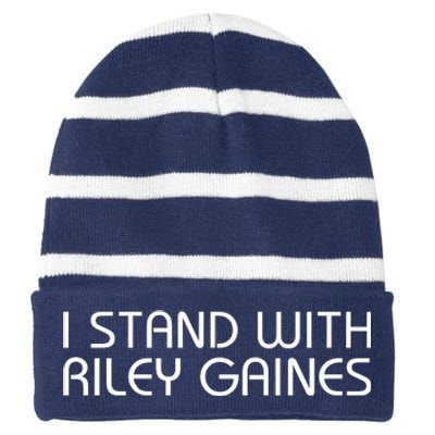 I Stand With Riley Gaines Striped Beanie with Solid Band