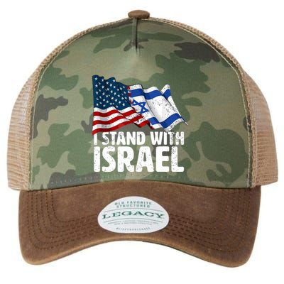 I Stand With Israel Usa American Flag Israel Flag Legacy Tie Dye Trucker Hat