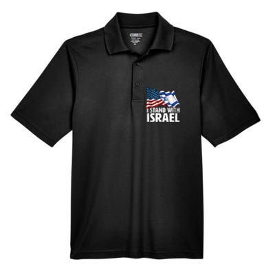 I Stand With Israel Usa American Flag Israel Flag Men's Origin Performance Pique Polo