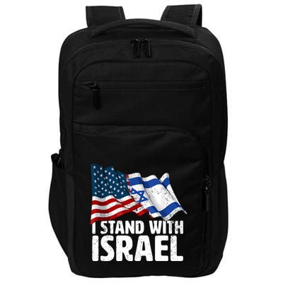 I Stand With Israel Usa American Flag Israel Flag Impact Tech Backpack