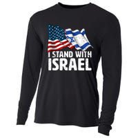 I Stand With Israel Usa American Flag Israel Flag Cooling Performance Long Sleeve Crew