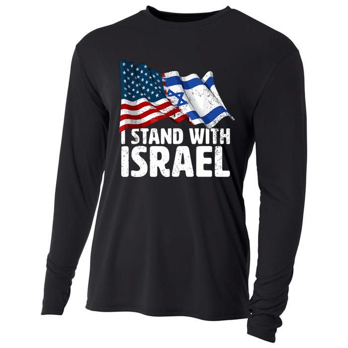 I Stand With Israel Usa American Flag Israel Flag Cooling Performance Long Sleeve Crew