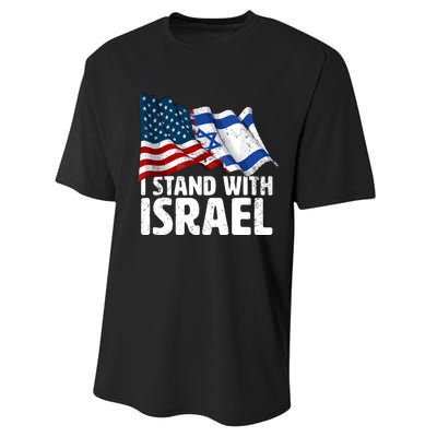 I Stand With Israel Usa American Flag Israel Flag Performance Sprint T-Shirt