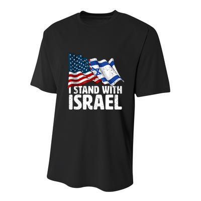 I Stand With Israel Usa American Flag Israel Flag Youth Performance Sprint T-Shirt