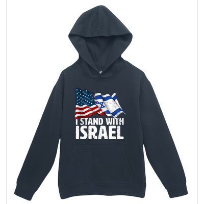 I Stand With Israel Usa American Flag Israel Flag Urban Pullover Hoodie