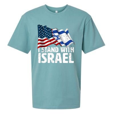 I Stand With Israel Usa American Flag Israel Flag Sueded Cloud Jersey T-Shirt