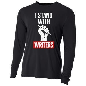 I Stand With Writers Guild On Strike Wga Strike Cooling Performance Long Sleeve Crew