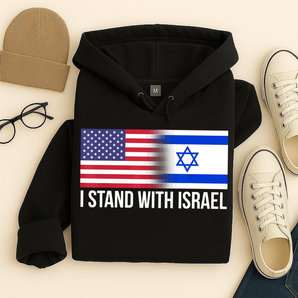 I Stand With Israel Usa Israeli Flag Jewish Hoodie