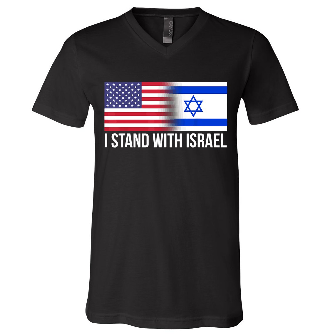 I Stand With Israel Usa Israeli Flag Jewish V-Neck T-Shirt