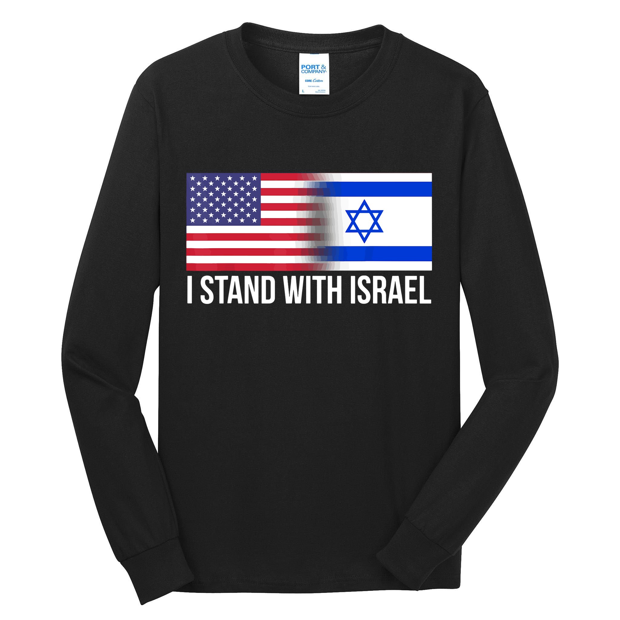 I Stand With Israel Usa Israeli Flag Jewish Tall Long Sleeve T-Shirt