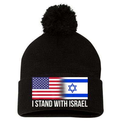 I Stand With Israel Usa Israeli Flag Jewish Pom Pom 12in Knit Beanie
