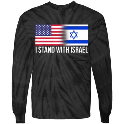 I Stand With Israel Usa Israeli Flag Jewish Tie-Dye Long Sleeve Shirt