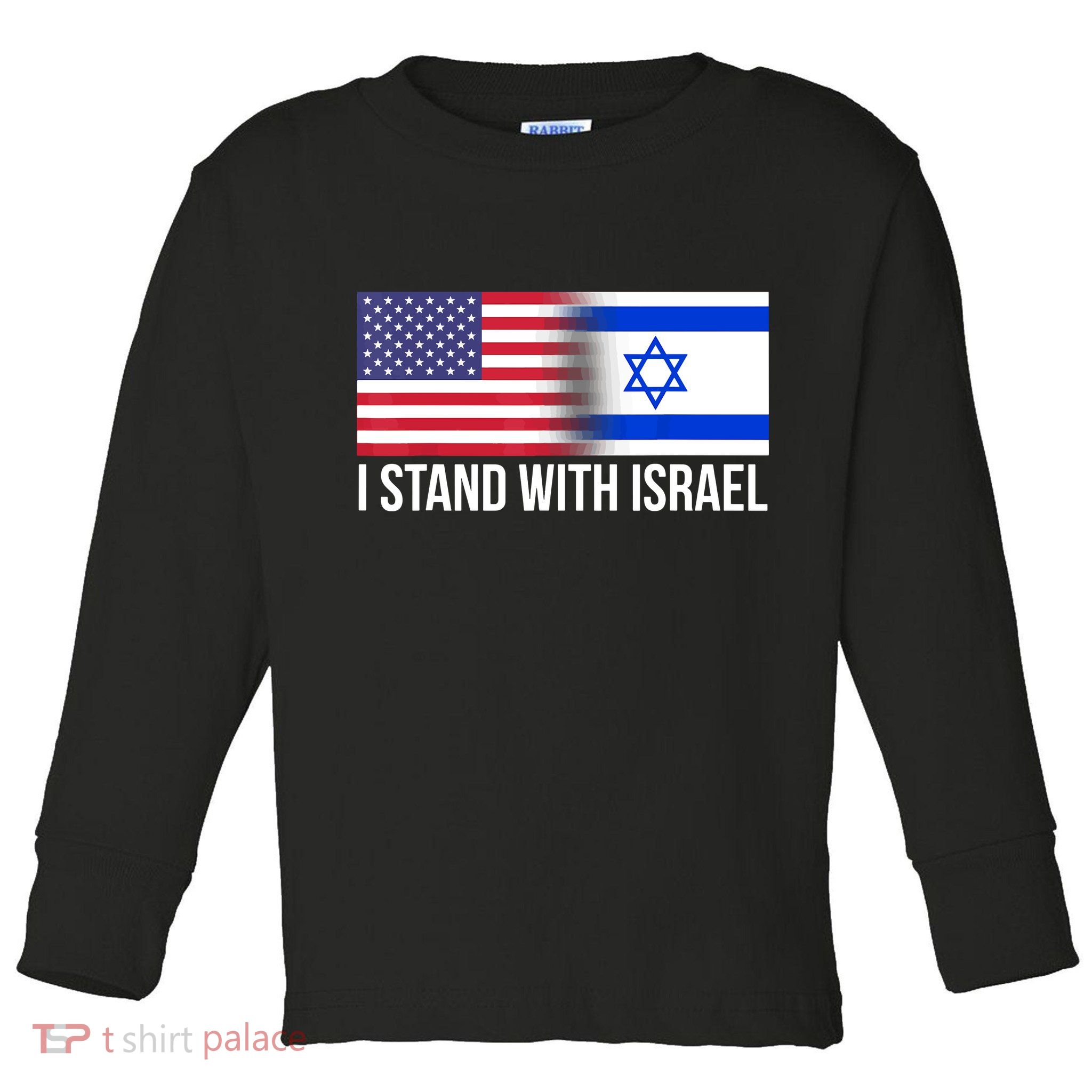 I Stand With Israel Usa Israeli Flag Jewish Toddler Long Sleeve Shirt