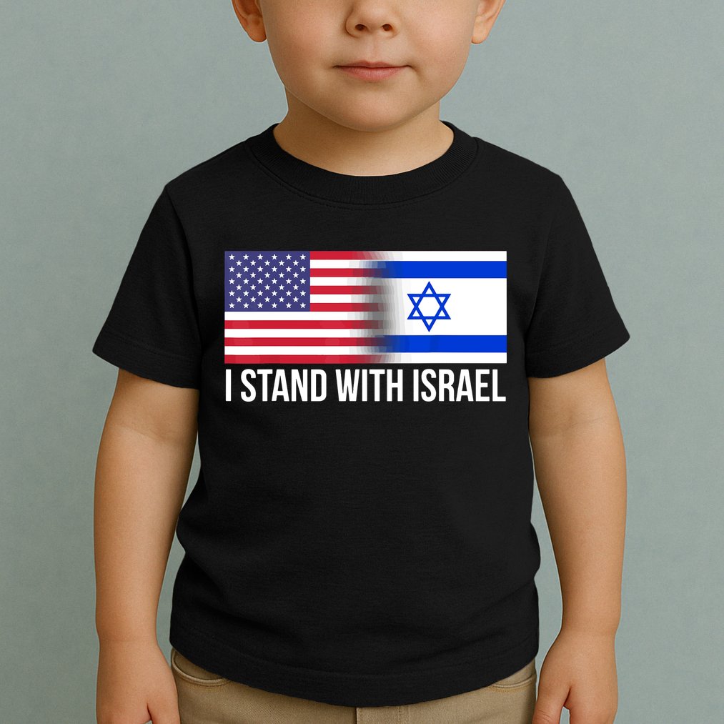 I Stand With Israel Usa Israeli Flag Jewish Toddler T-Shirt