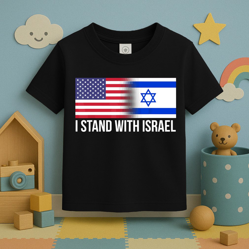 I Stand With Israel Usa Israeli Flag Jewish Toddler T-Shirt